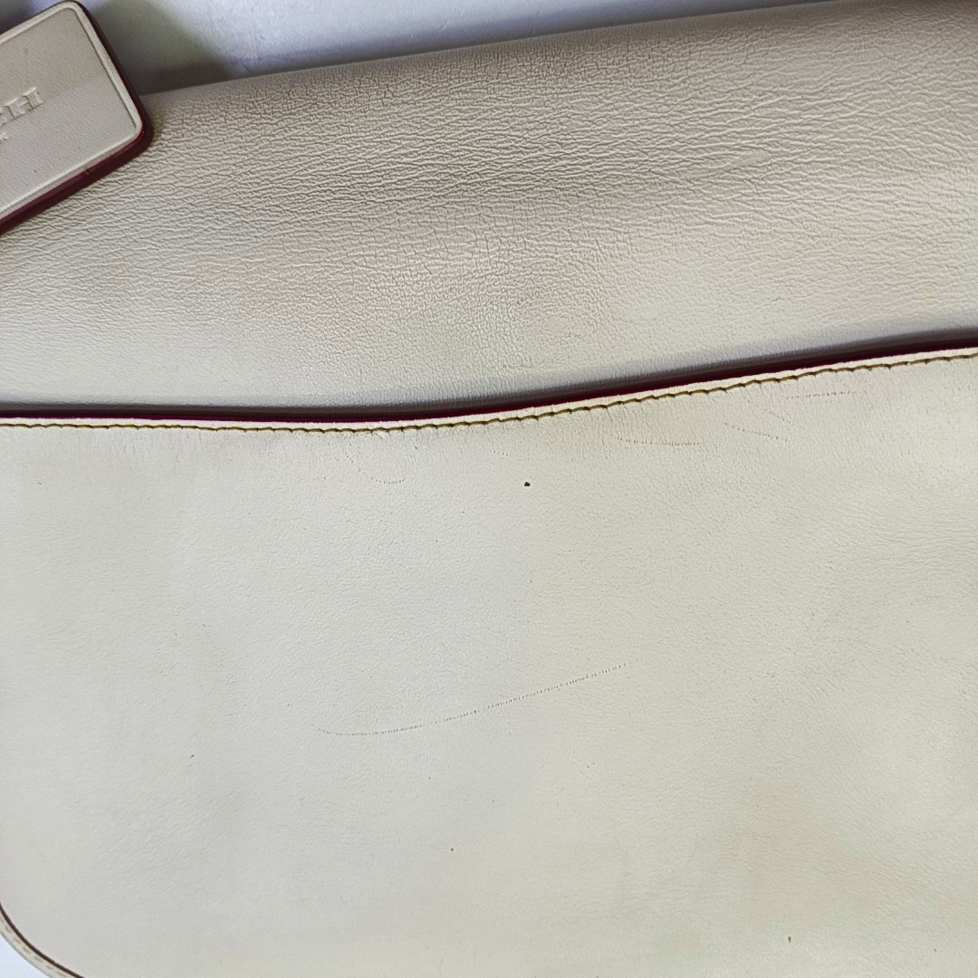 COACH SADDLE 23 Beige Leather Print Crossbody, Single Shoulder Bag Ruthenium color hardware Removable shoulder strap-(SKU)-944545101