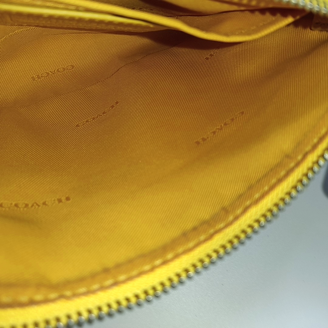 COACH Yellow Fabric Studs Crossbody Single Shoulder Bag Silver Hardware-(SKU)-14056089