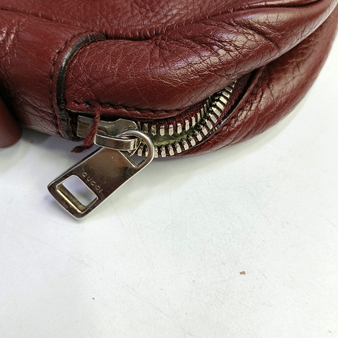 GUCCI Burgundy Cowhide Single Shoulder Bag Crossbody Bag Silver Hardware-(SKU)-944837451