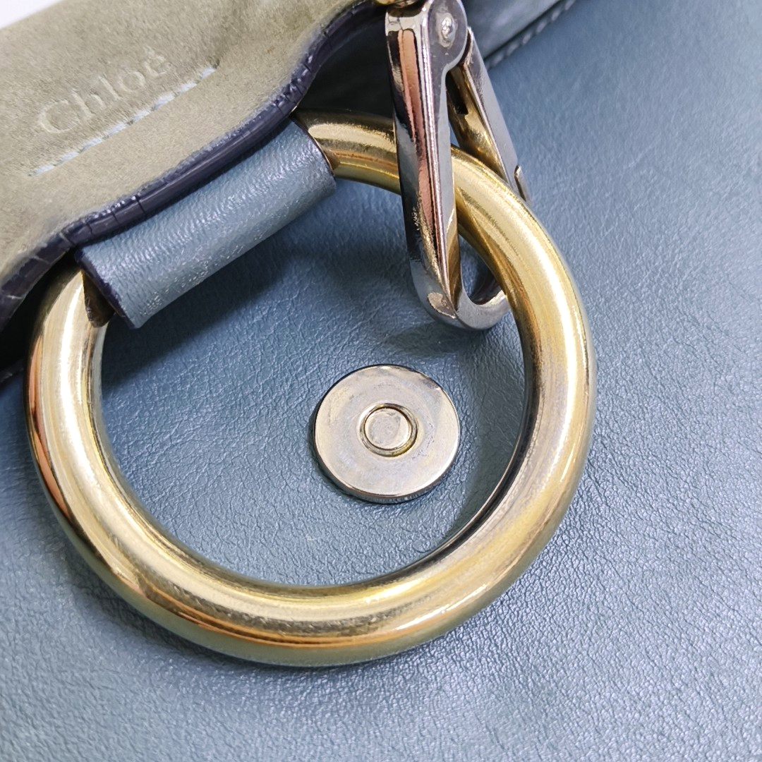Chloé Faye Small size Haze Blue Calfskin Single Shoulder Bag Crossbody Bag Golden hardware-(SKU)-949108541