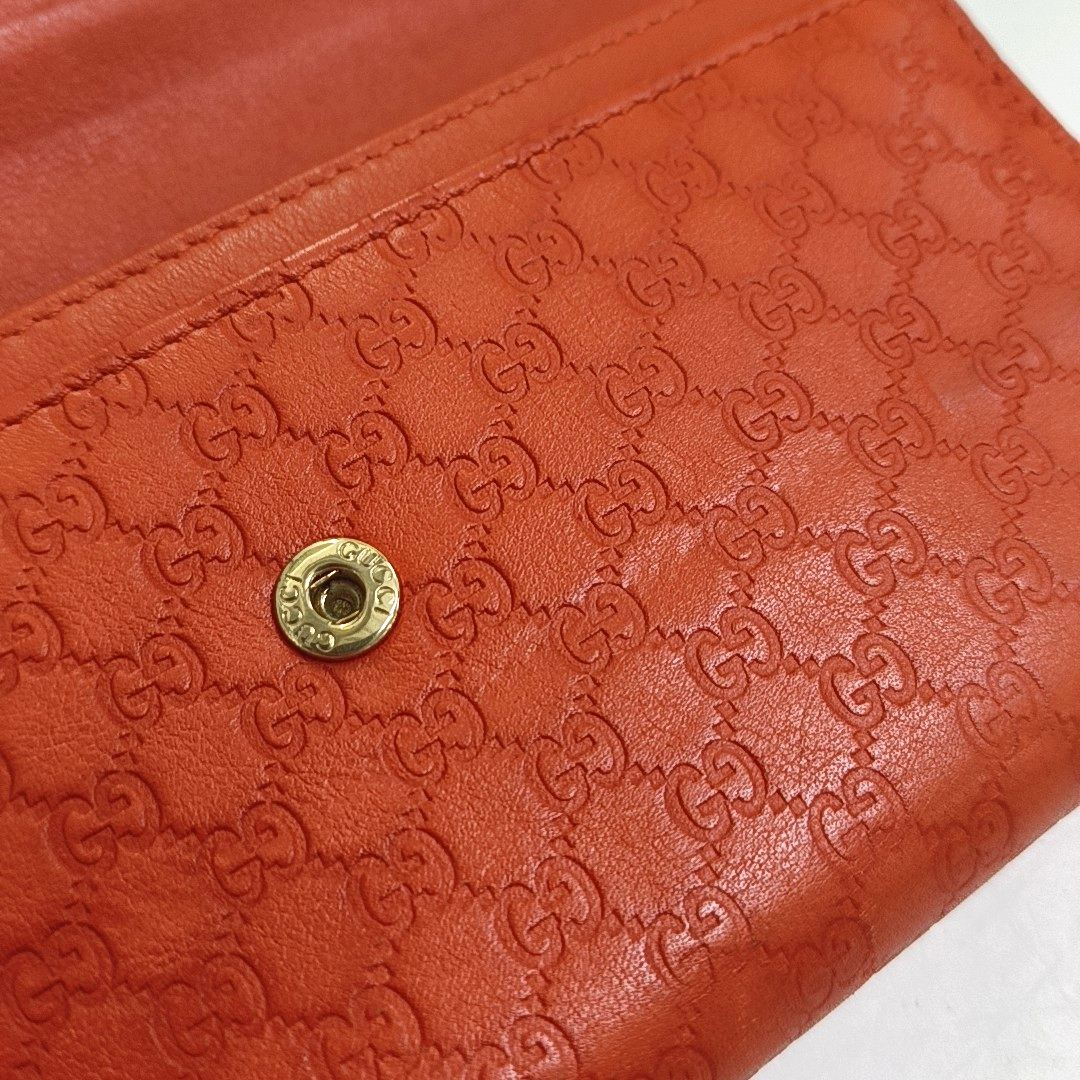 GUCCI Microguccissima Orange leather old-favorite wallet Golden hardware-(SKU)-958770113