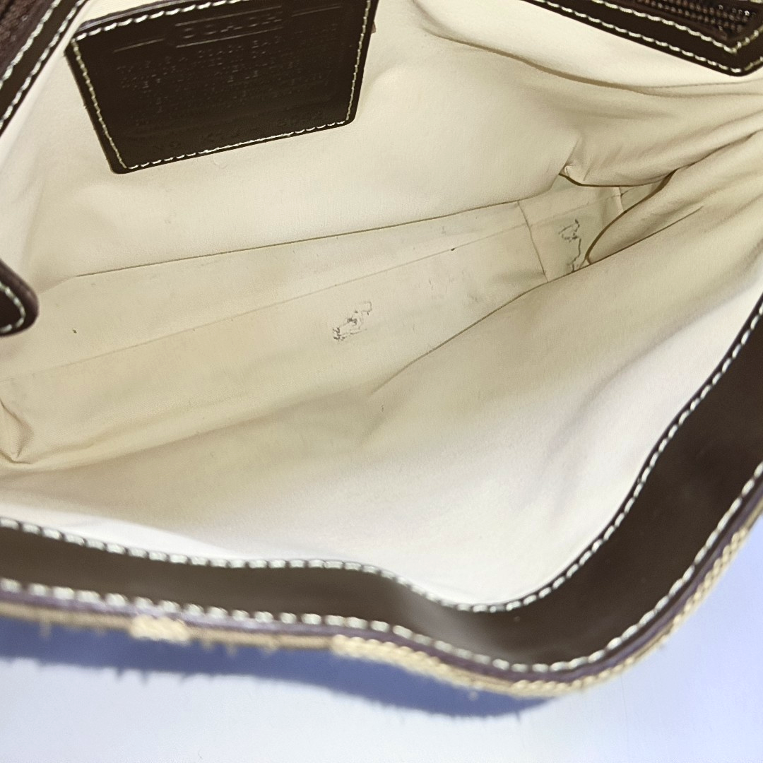 COACH Khaki canvas monogram crossbody bag, handbag Silver Hardware-(SKU)-951046342