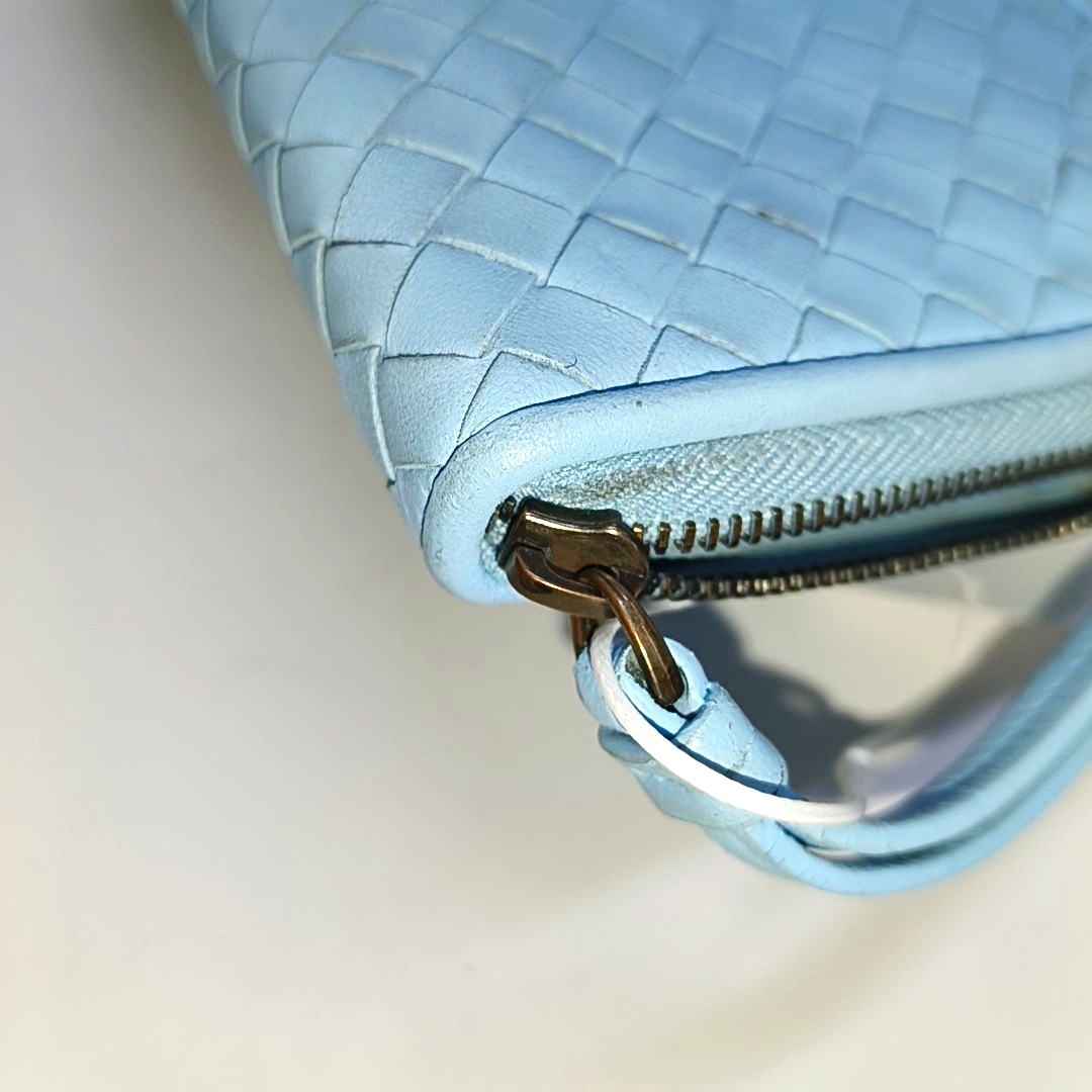 BOTTEGA VENETA Blue Cowhide Braided Wallet Ruthenium color hardware-(SKU)-942172044