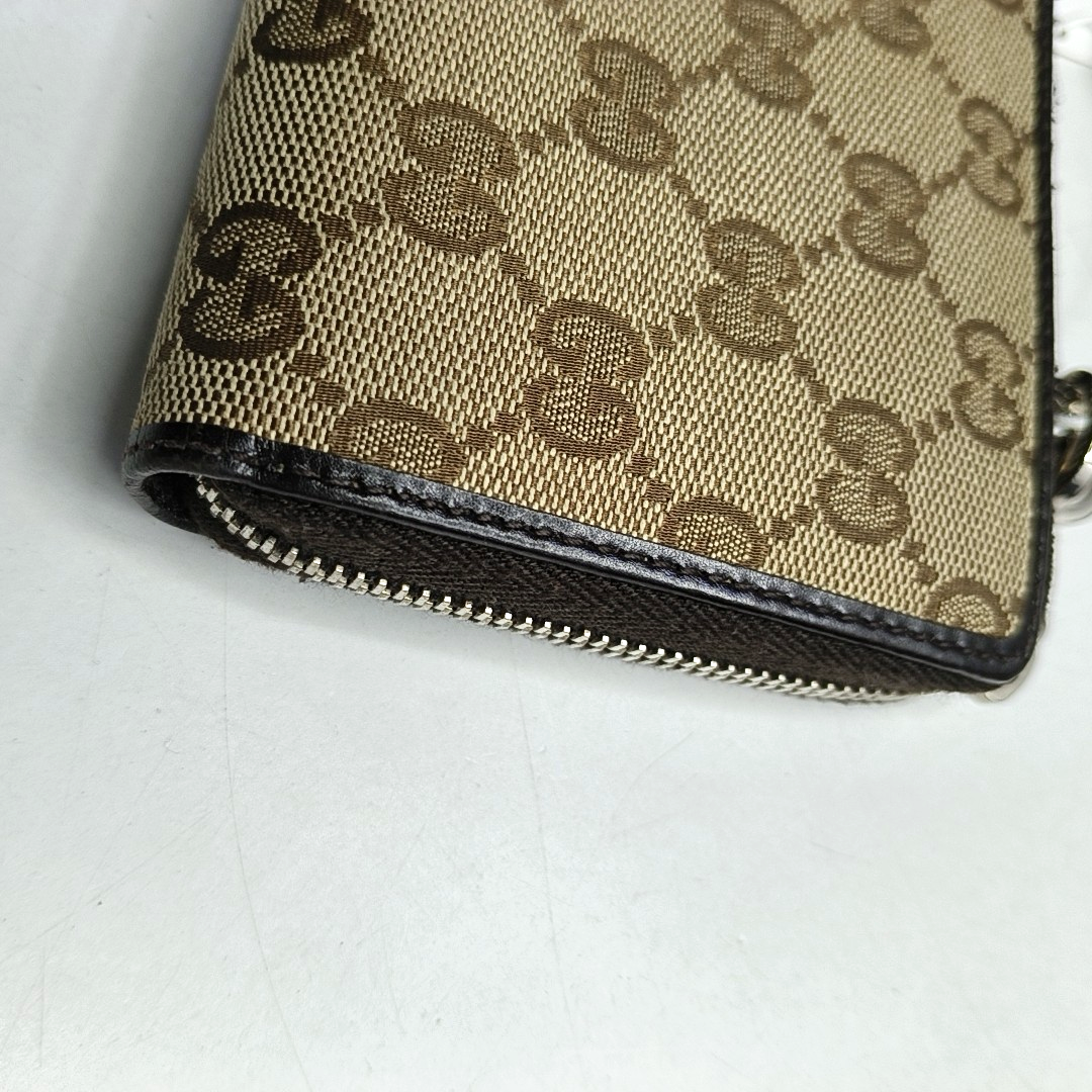 GUCCI Brown Canvas Monogrammed Wallet Silver Hardware-(SKU)-956655178