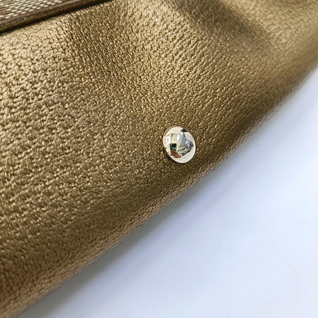 GUCCI Princy Khaki Canvas Monogram Tote Bag Single Shoulder Bag Golden hardware-(SKU)-960034961