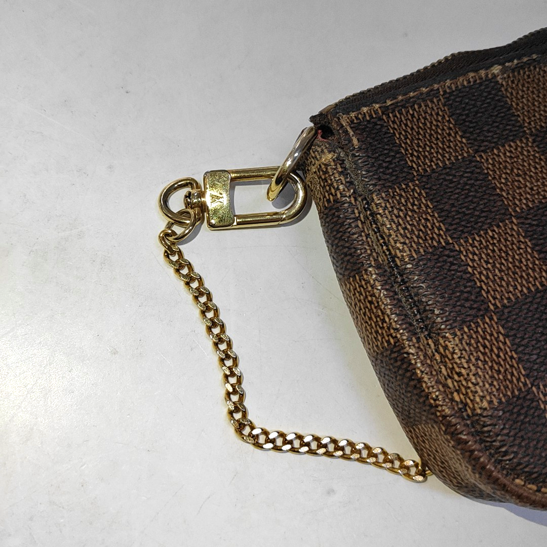 LOUIS VUITTON ACCESSOIRES mini Brown Coated Canvas Checkerboard Pattern Small Mahjong Tote Handbag Golden hardware-(SKU)-946539178
