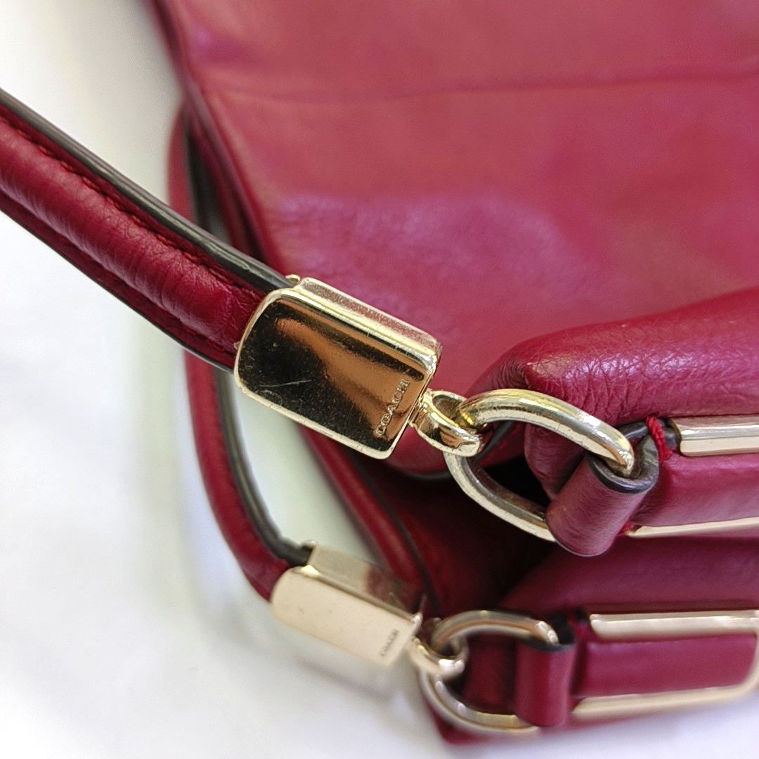 COACH PHOEBE MADISON Red Cowhide Handbag Shoulder Bag Golden hardware-(SKU)-943925005