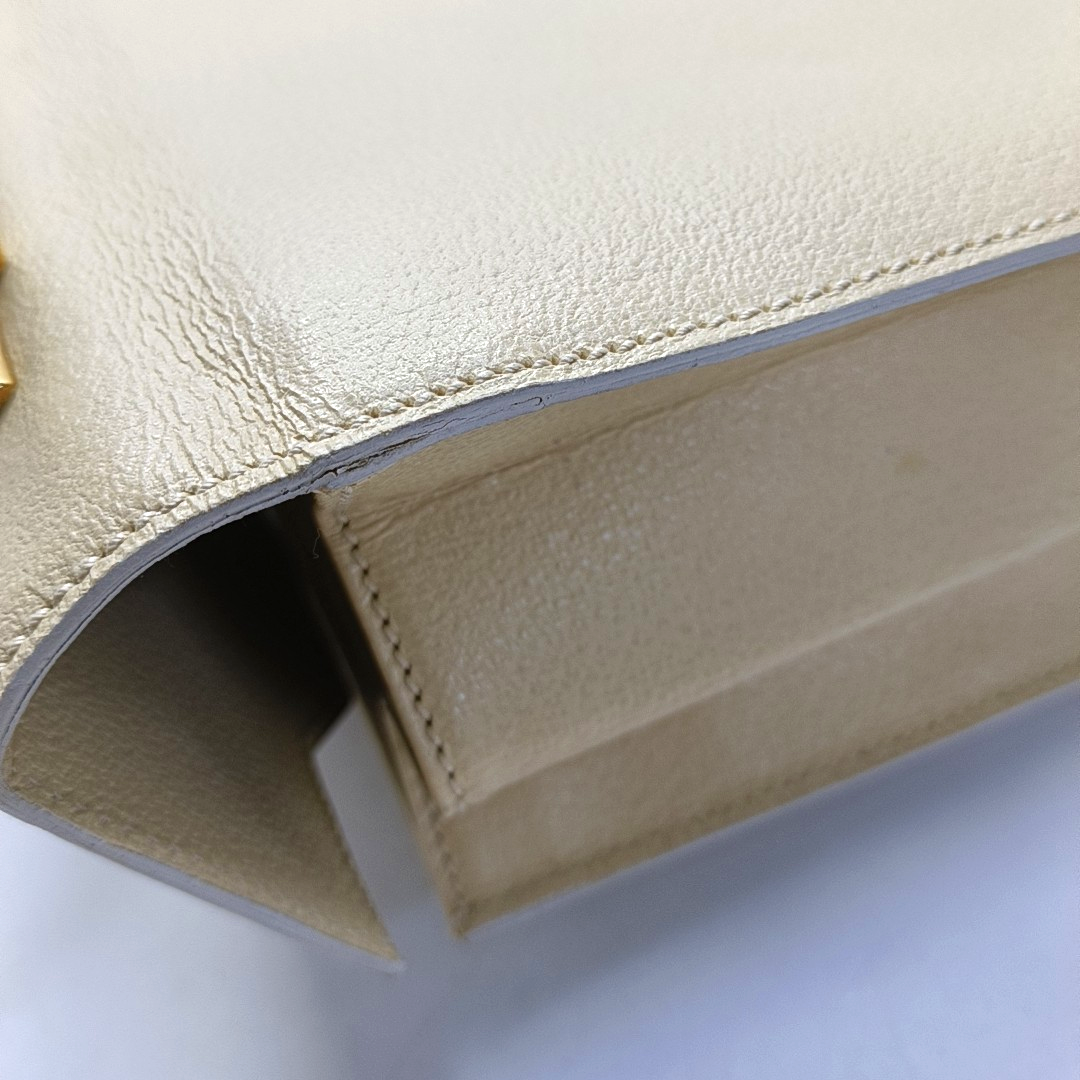 GUCCI Vintage Kelly Beige Leather Single Shoulder Bag Handbag Golden hardware Removable shoulder strap-(SKU)-951806628