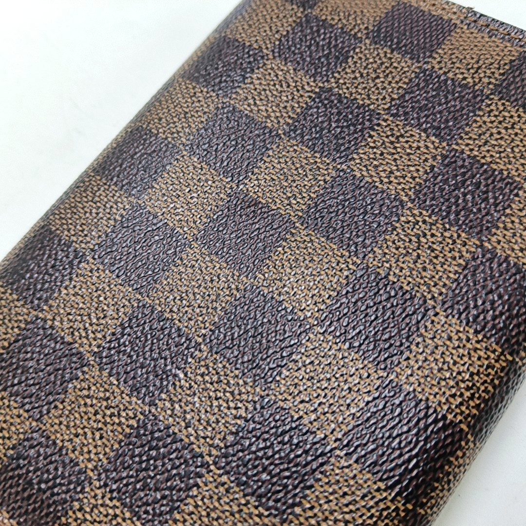 LOUIS VUITTON TRESOR Brown Coated Canvas Checkered Wallet Golden hardware-(SKU)-960314617