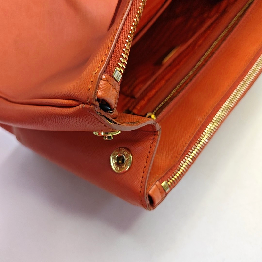PRADA Galleria Orange Cowhide Logo Killer Bag Tote Bag Single Shoulder Bag Golden hardware-(SKU)-957733910