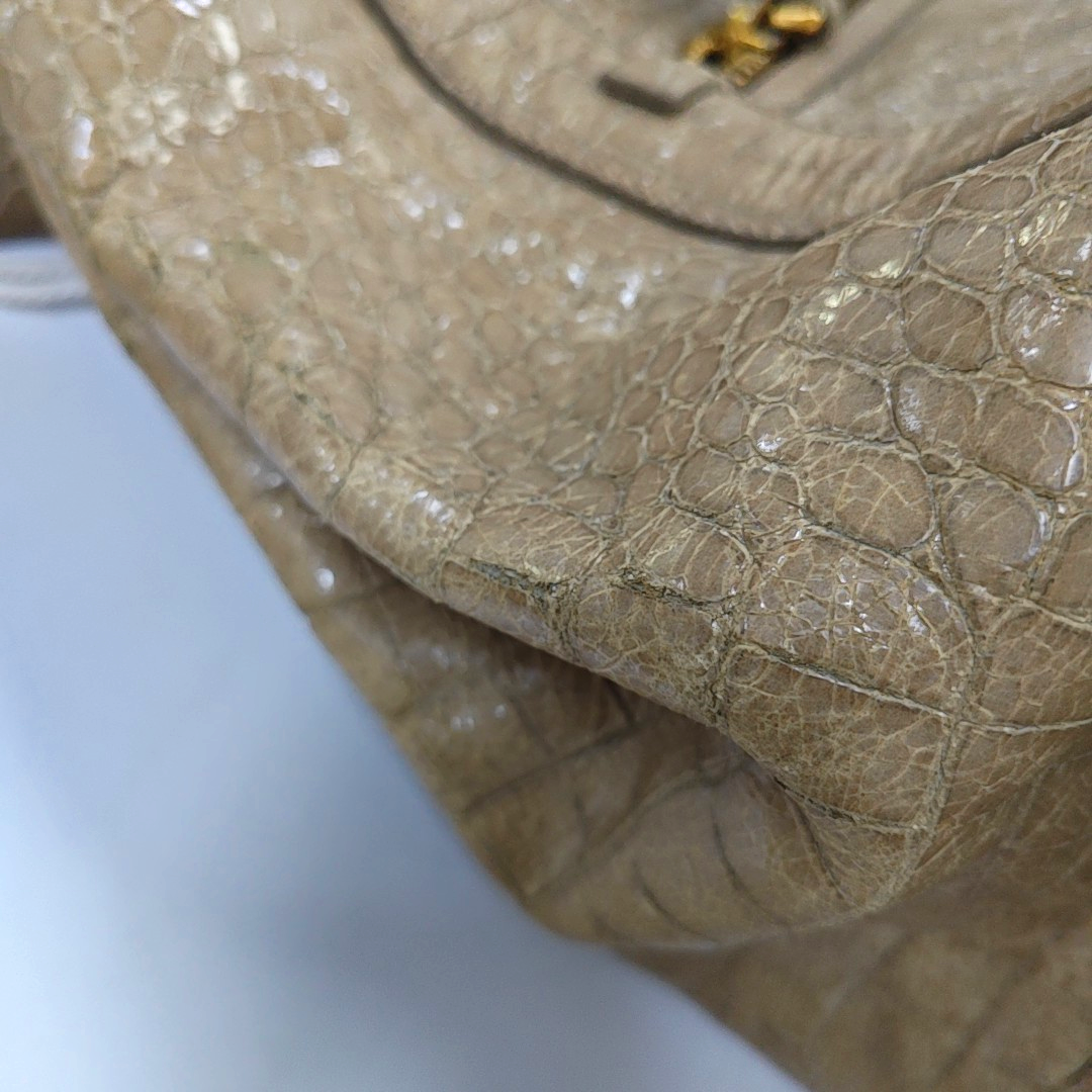Miu Miu Tote bag Khaki Cowhide Crocodile Pattern Single Shoulder Bag Tote Bag Crossbody Golden hardware Removable shoulder strap-(SKU)-947097579