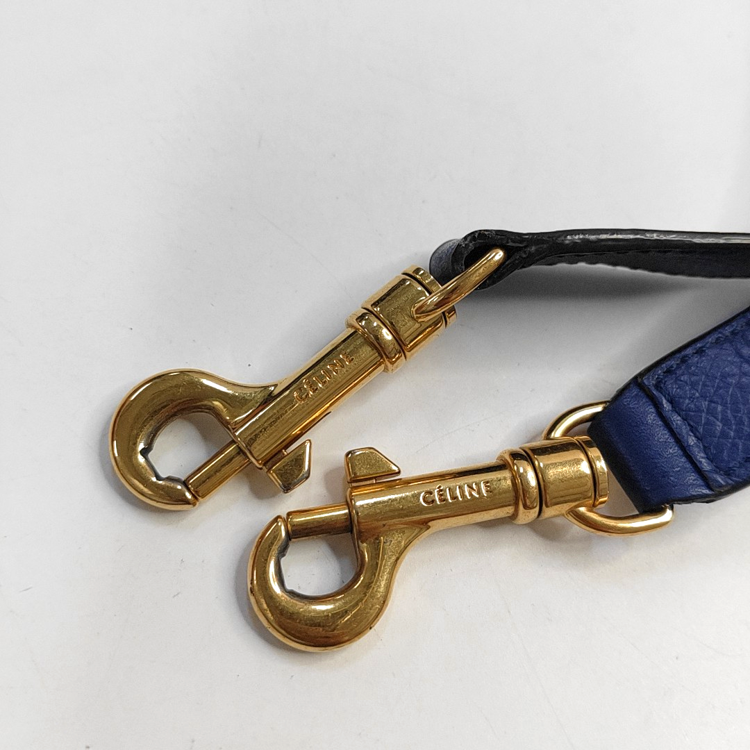 CELINE TRAPEZE Medium size Dark Blue Cowhide Swing Bag Single Shoulder Bag Handbag Golden hardware Removable shoulder strap-(SKU)-955832797
