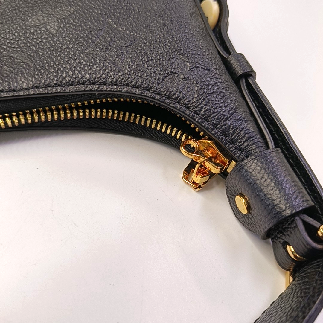 LOUIS VUITTON SAC PLAT Black Calfskin Monogram Embossed Crossbody Shoulder Bag with Golden Hardware, Pockets-(SKU)-961133790