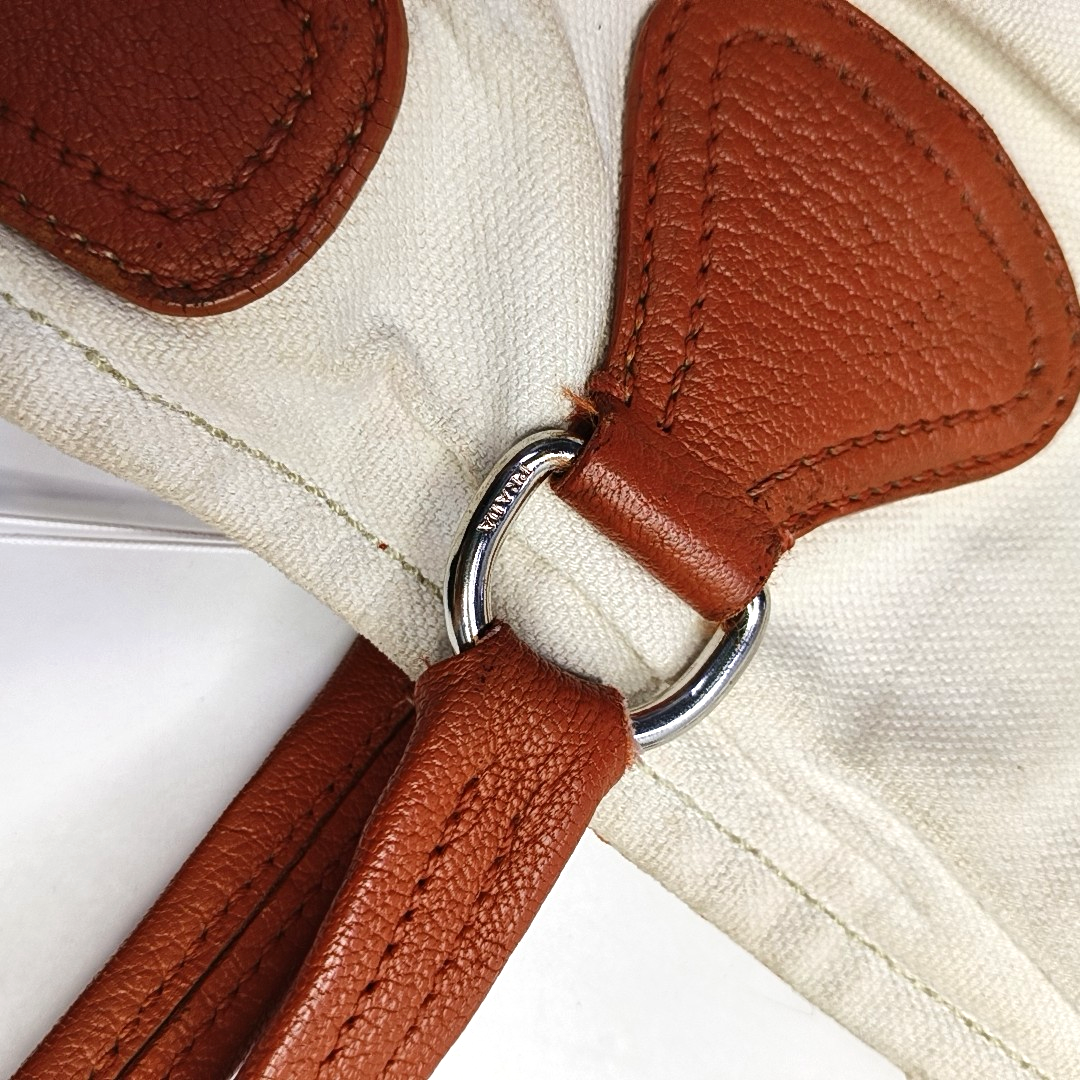 PRADA Tote bag White Canvas Single Shoulder Bag Silver Hardware-(SKU)-959232457