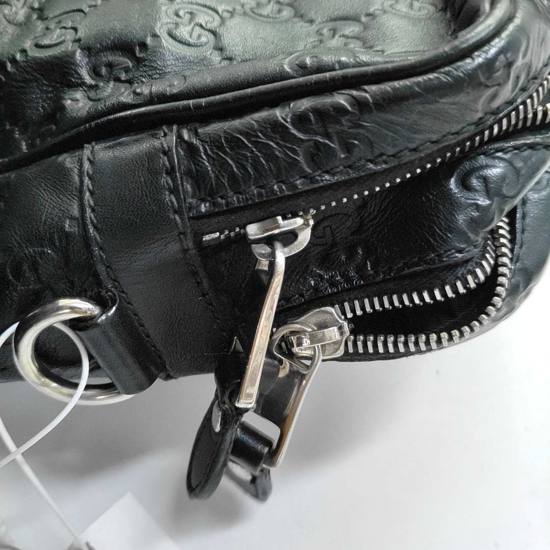 GUCCI Black cowhide monogram embossed handbag Silver Hardware-(SKU)-951637057