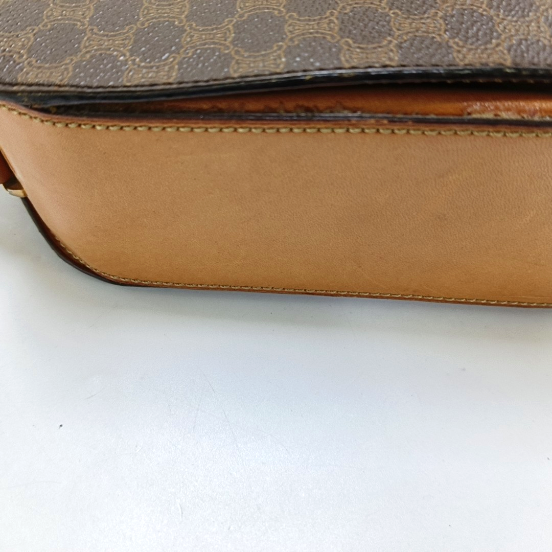 CELINE Brown Coated Canvas Triumph Tote Bag Golden hardware-(SKU)-959942823