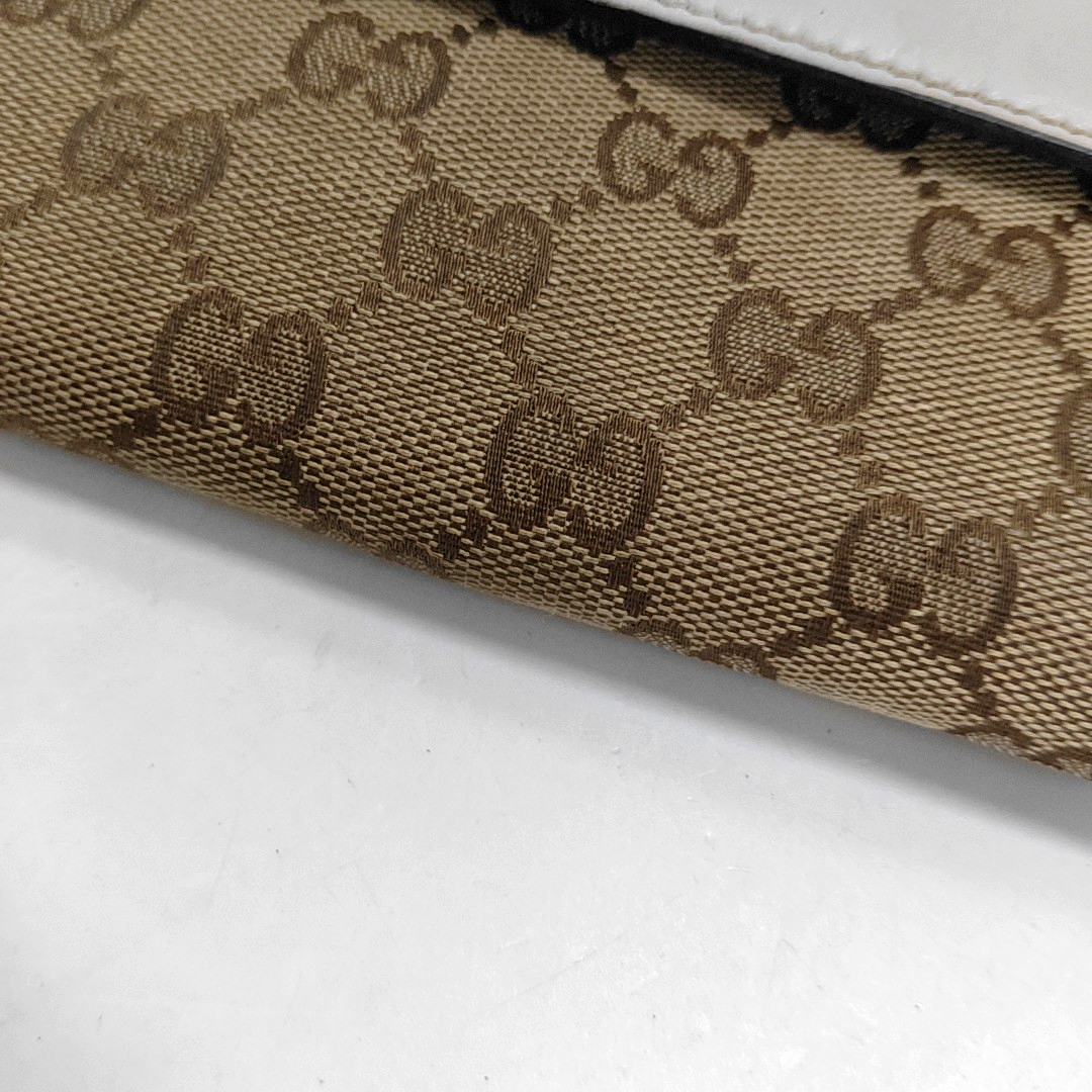GUCCI Lovely Khaki Canvas Monogrammed Coin Purse Golden hardware-(SKU)-928591685