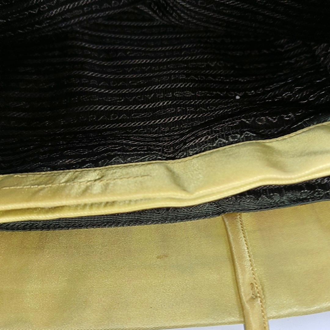 PRADA Tote bag Yellow Nylon Logo Handbag Single Shoulder Bag Silver Yellow Hardware-(SKU)-14295634