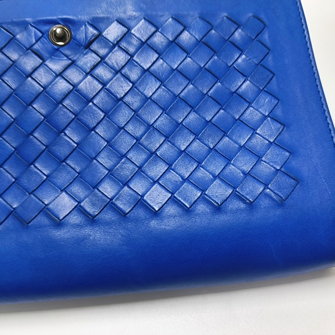 BOTTEGA VENETA Blue Cowhide Woven Handbag Black hardware-(SKU)-954198807