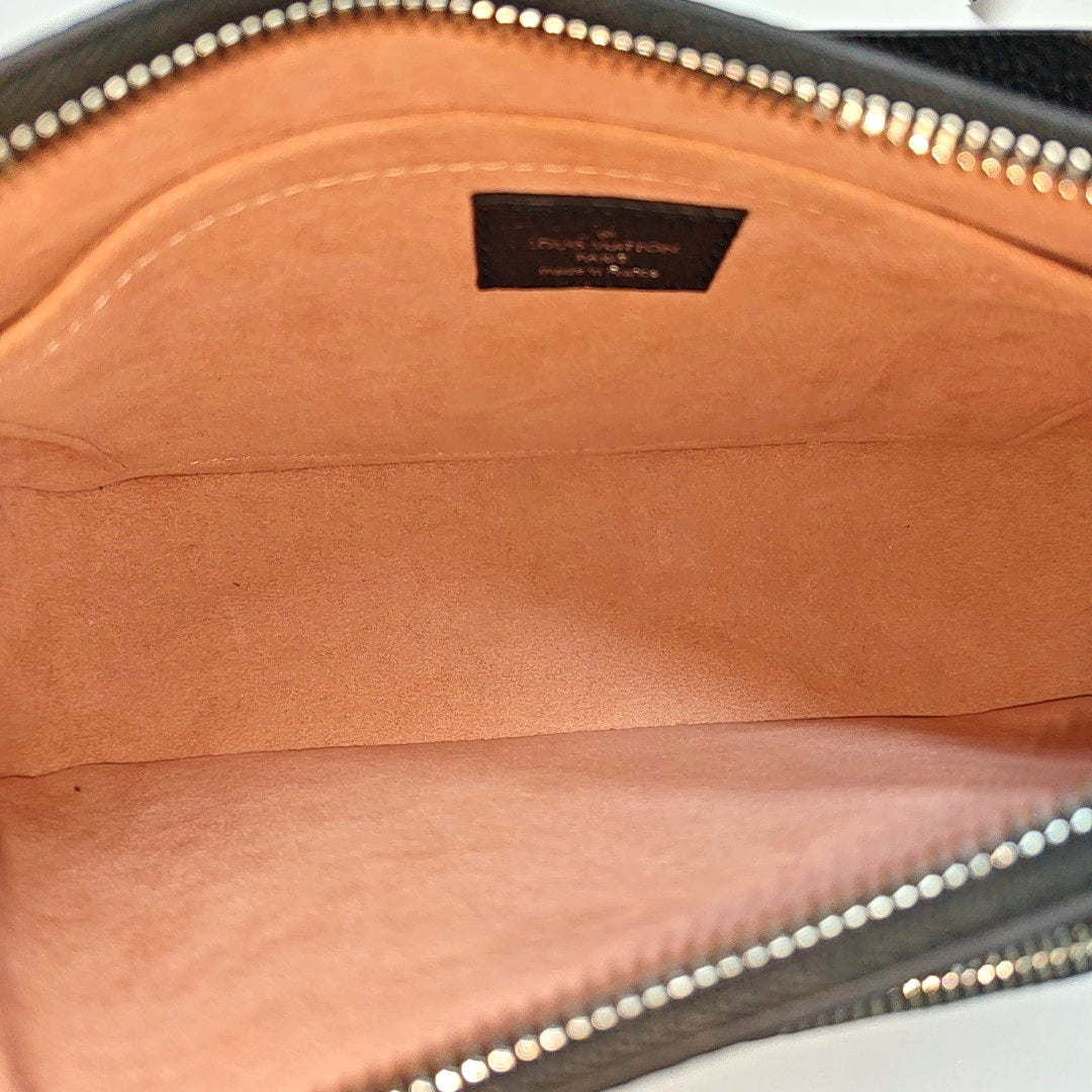 LOUIS VUITTON MARELLE Black EPI Leather Water Ripple Shoulder Bag with Shoulder Strap and Handle, Silver Hardware, Detachable Strap-(SKU)-933629695