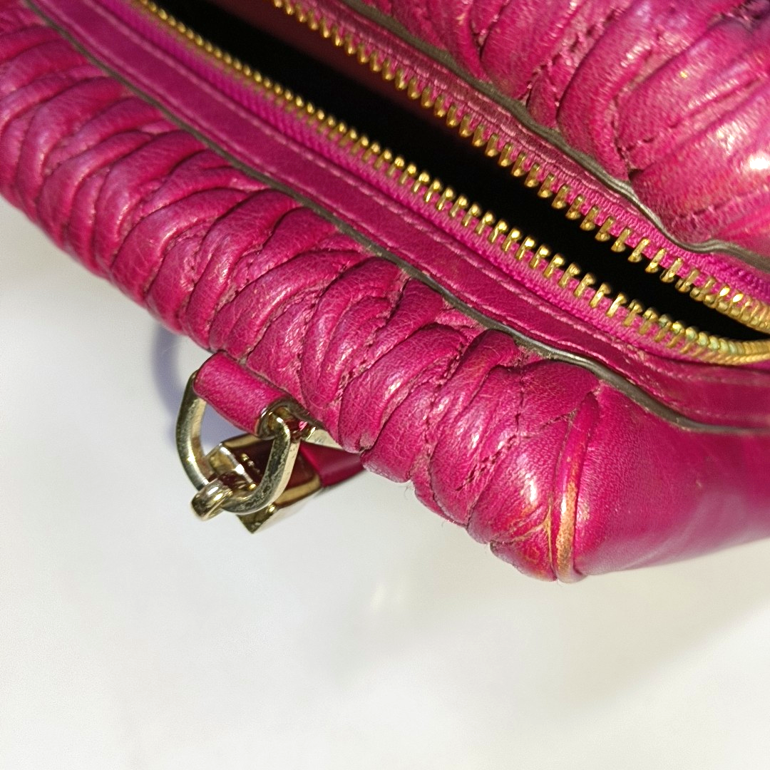 COACH MADISON Fuchsia Leather Single Shoulder Handbag Crossbody Golden hardware-(SKU)-941851369