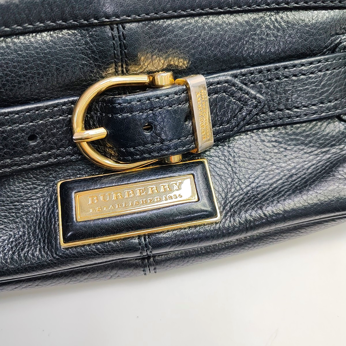 BURBERRY Black Leather Single Shoulder Bag Golden hardware-(SKU)-945938480