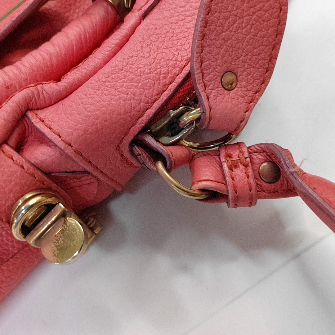 Chloé Paraty Medium size Orange-pink cowhide shoulder bag/crossbody bag/handbag Golden hardware Removable shoulder strap-(SKU)-951656466