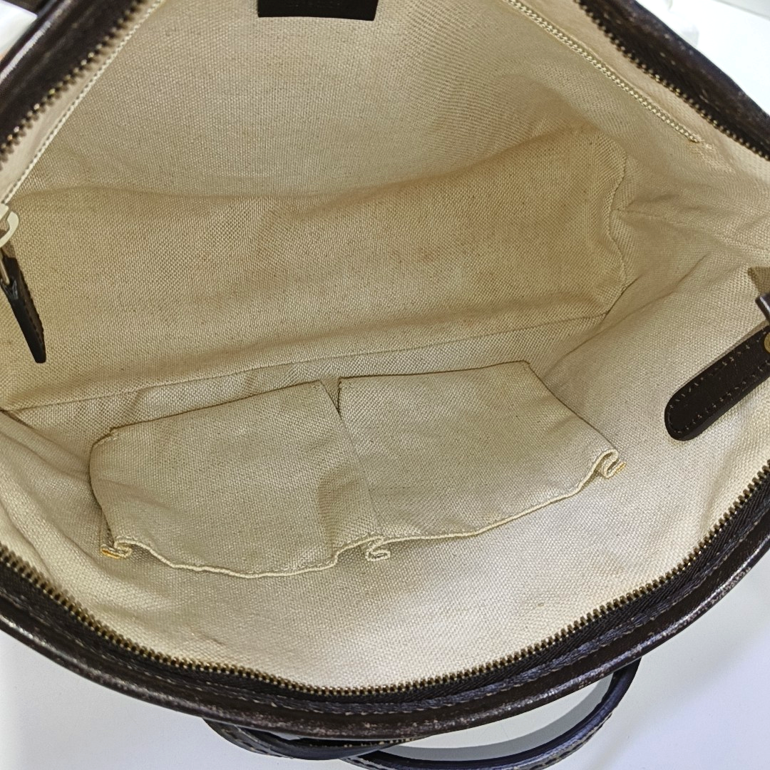 GUCCI Tote bag Ebony Coated Canvas Monogrammed Handbag Silver Hardware-(SKU)-953201451