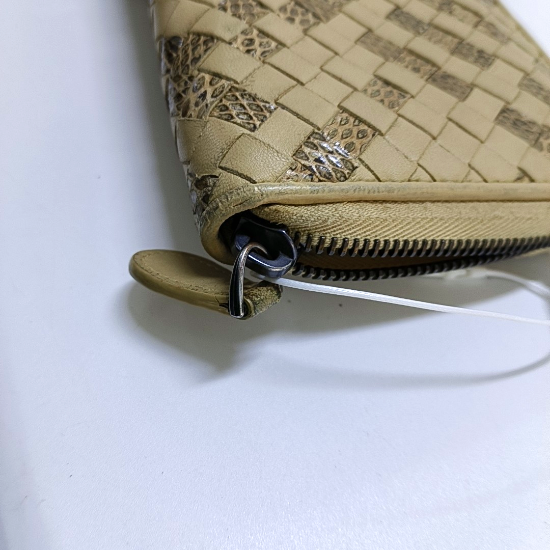 BOTTEGA VENETA Khaki Cowhide Braided Wallet Silver Hardware-(SKU)-958796805