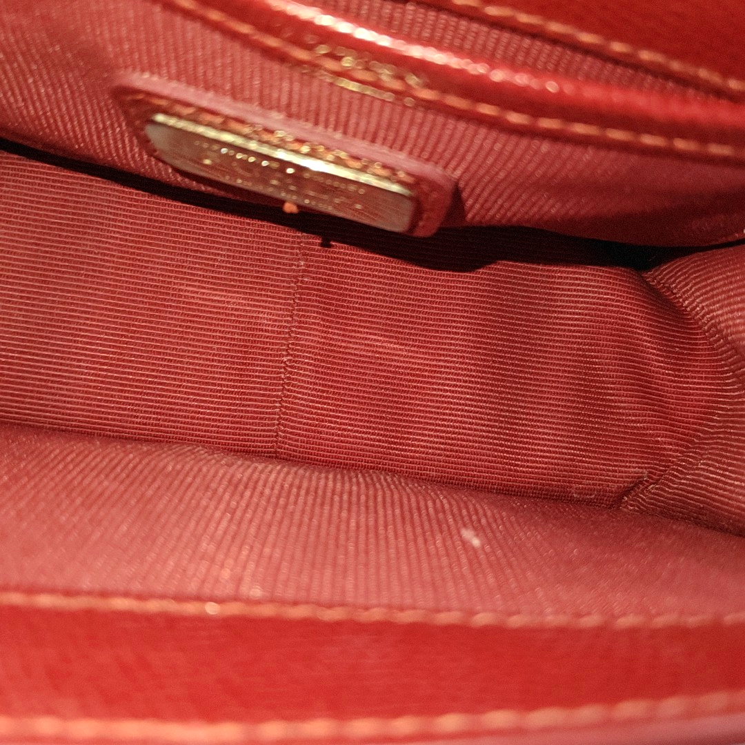 FURLA Metropolis Red Leather Printed Crossbody Single Shoulder Bag Golden hardware Removable shoulder strap-(SKU)-931098116