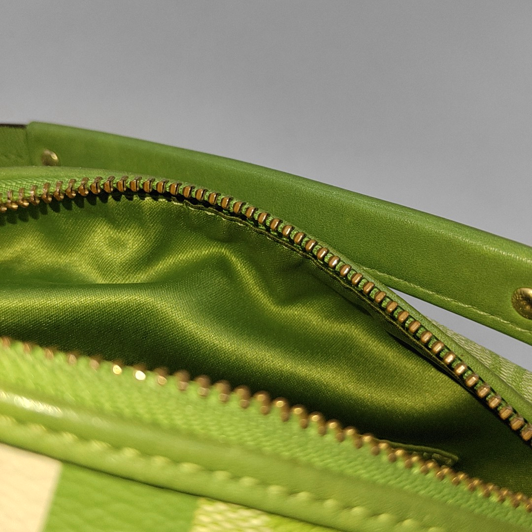 COACH Green Coated Canvas Monogram Printed Handbag Golden hardware-(SKU)-951116147