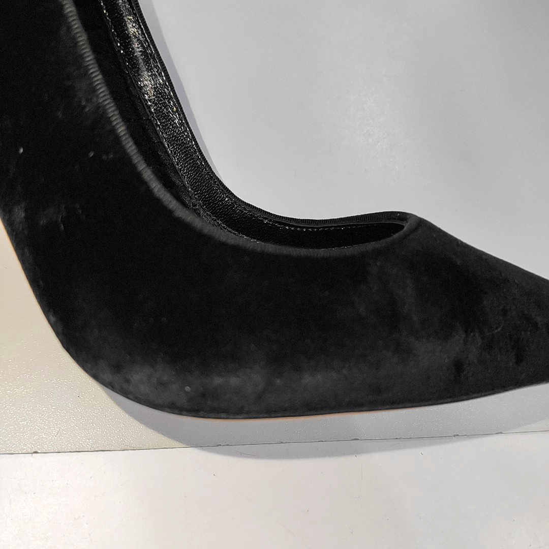 Alexander McQUEEN 37code Summer Black Suede Leather Women's High Heels-(SKU)-13863672