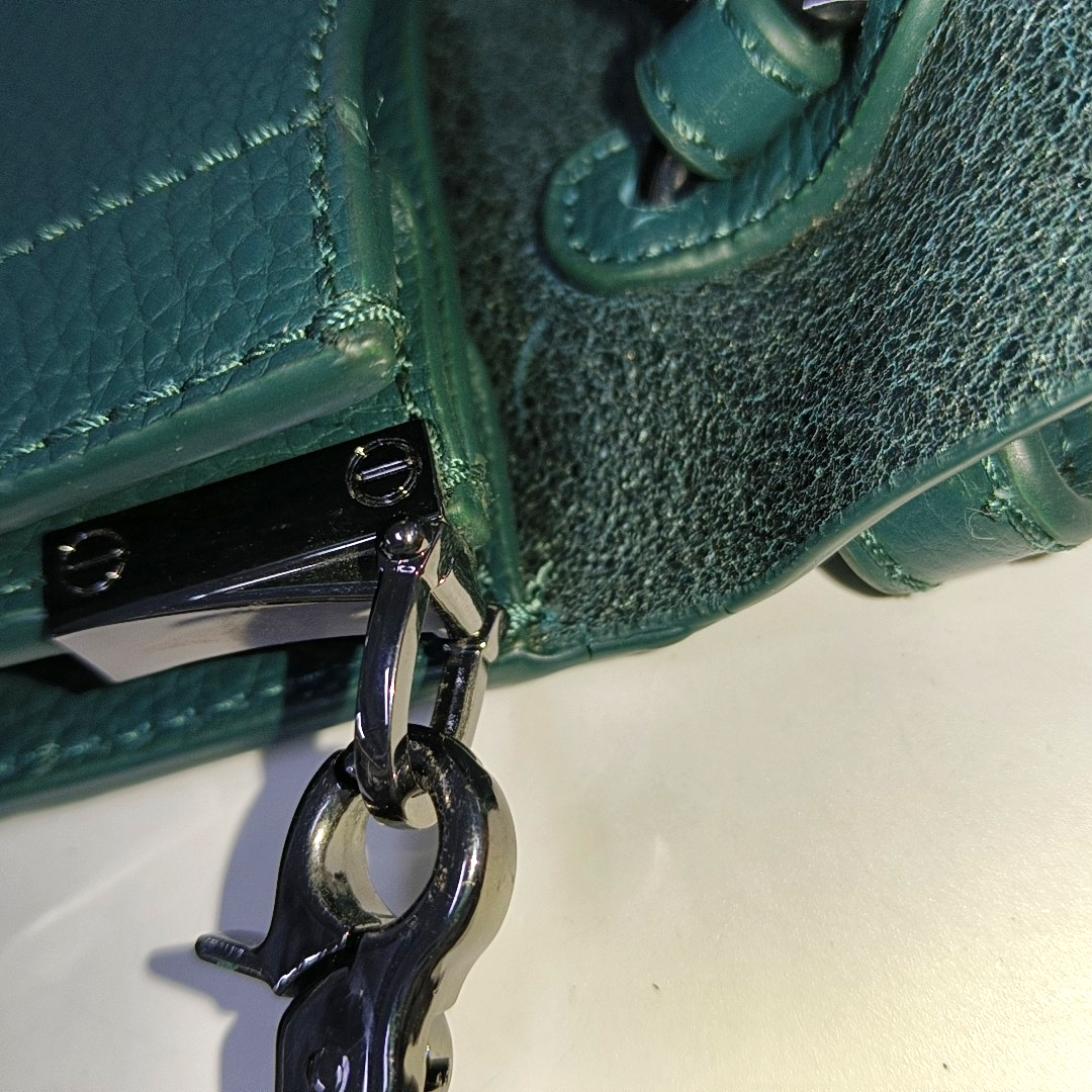 Botkier Dark Green Leather Single Shoulder Bag Handbag Crossbody Silver Hardware shoulder straps-(SKU)-942034338