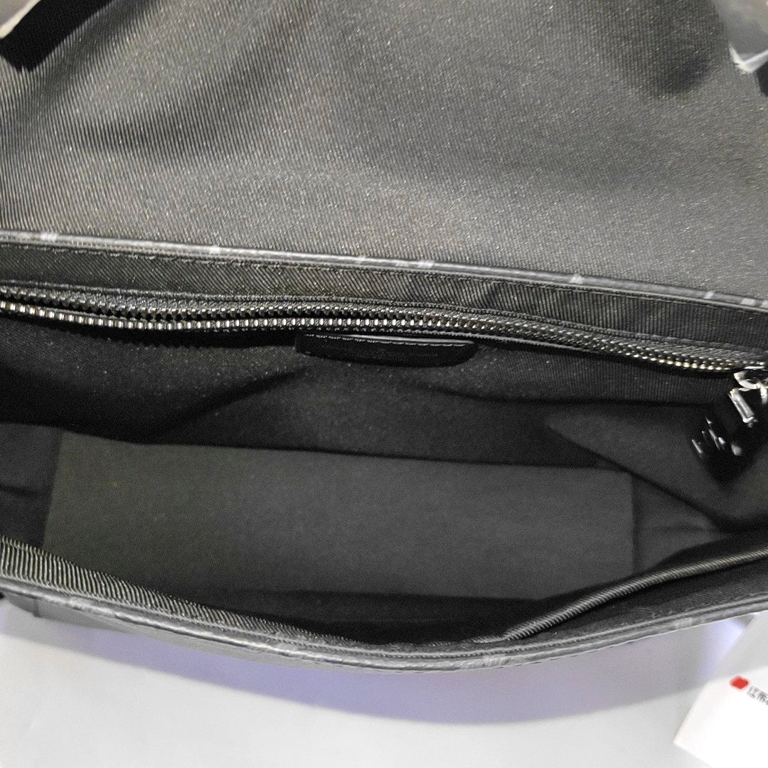 LOUIS VUITTON VOYAGER Small Black Coated Canvas Monogram Messenger Bag Crossbody Bag Shoulder Bag Silver Hardware Complete Accessories-(SKU)-969042134