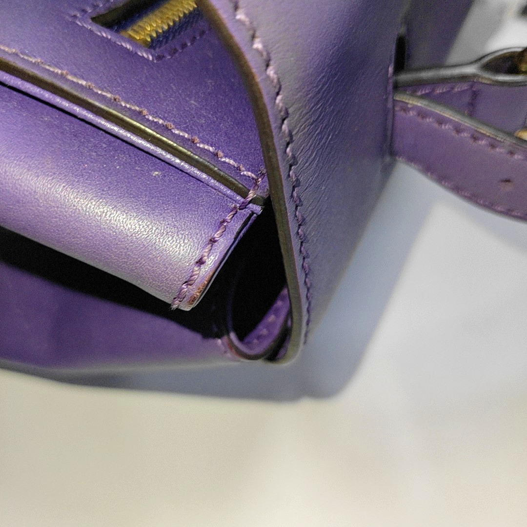 MCM Purple Leather Single Shoulder Bag Handbag Crossbody Bag Golden hardware Removable shoulder strap-(SKU)-14183353