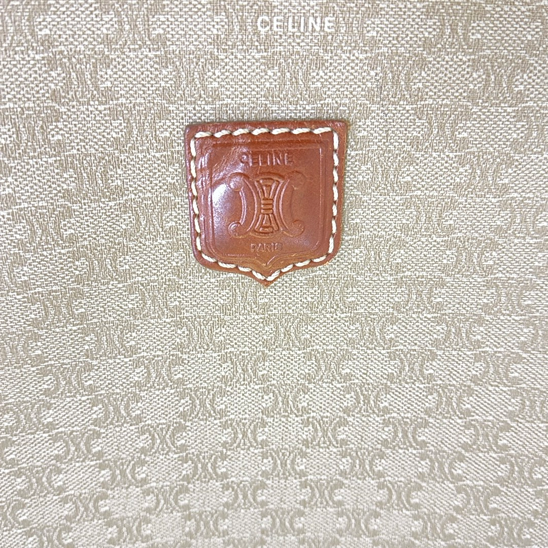 CELINE MACADAM CLUTCHES Khaki Coated Canvas Triumph Clutch Golden hardware-(SKU)-946907991