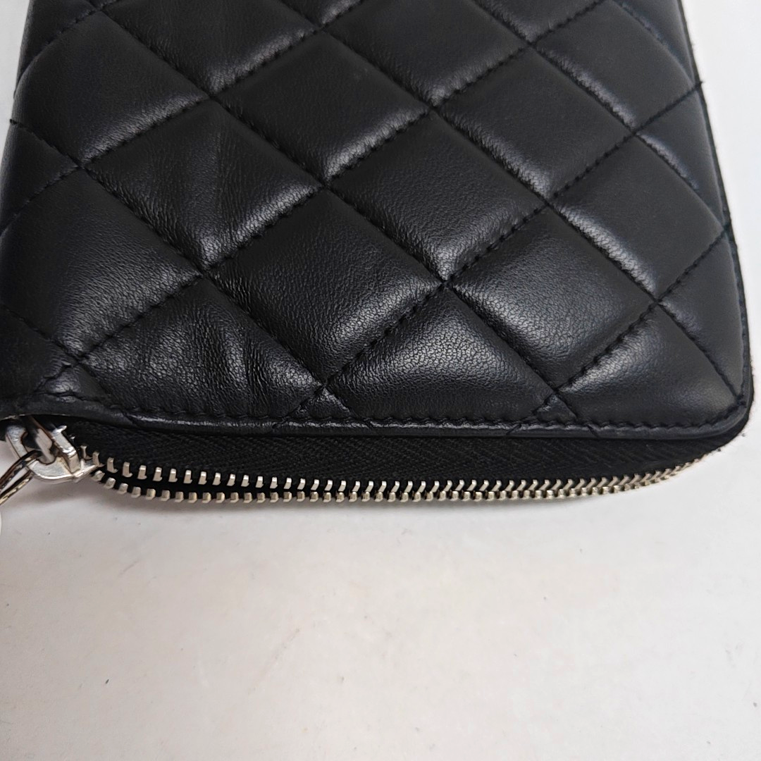 CHANEL Black sheepskin diamond quilted handbag Silver Hardware 15nan-(SKU)-949359055