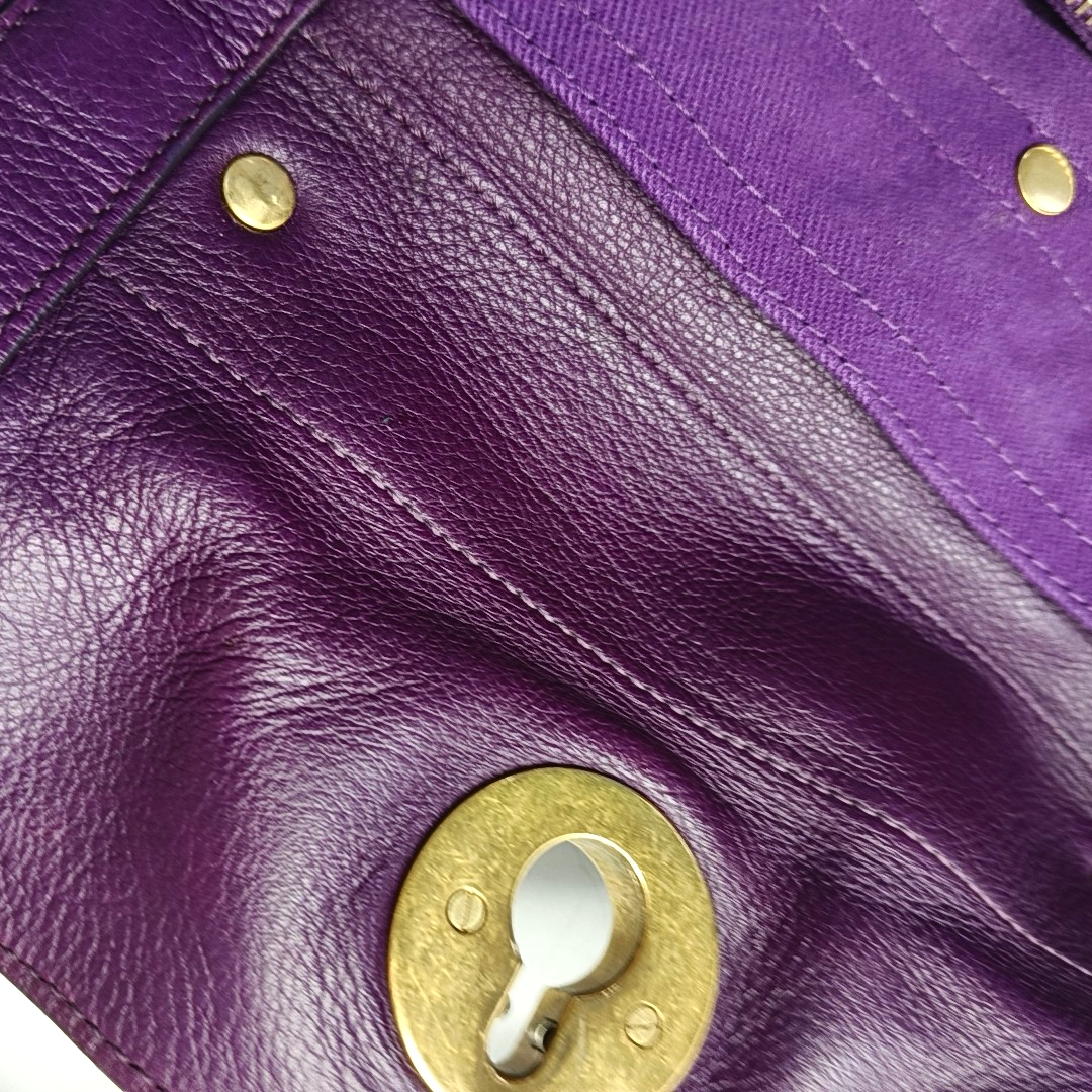YSL MUSE TWO Purple Leather Tote Golden hardware-(SKU)-954560346