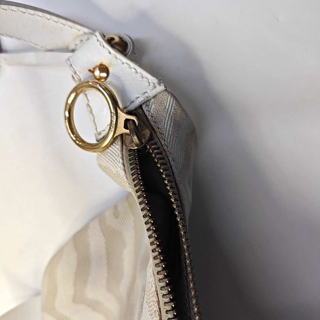 FENDI 卡其色帆布双FHandheld包 Golden hardware-(SKU)-943796749