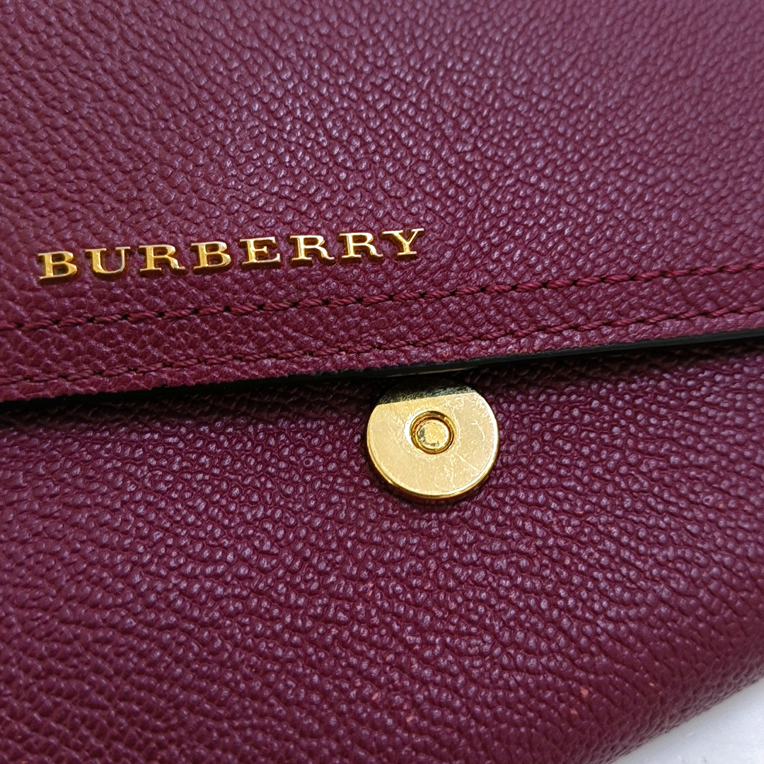 BURBERRY Henley Burgundy Cowhide Embossed Crossbody Shoulder Bag Golden hardware Removable shoulder strap-(SKU)-952775752