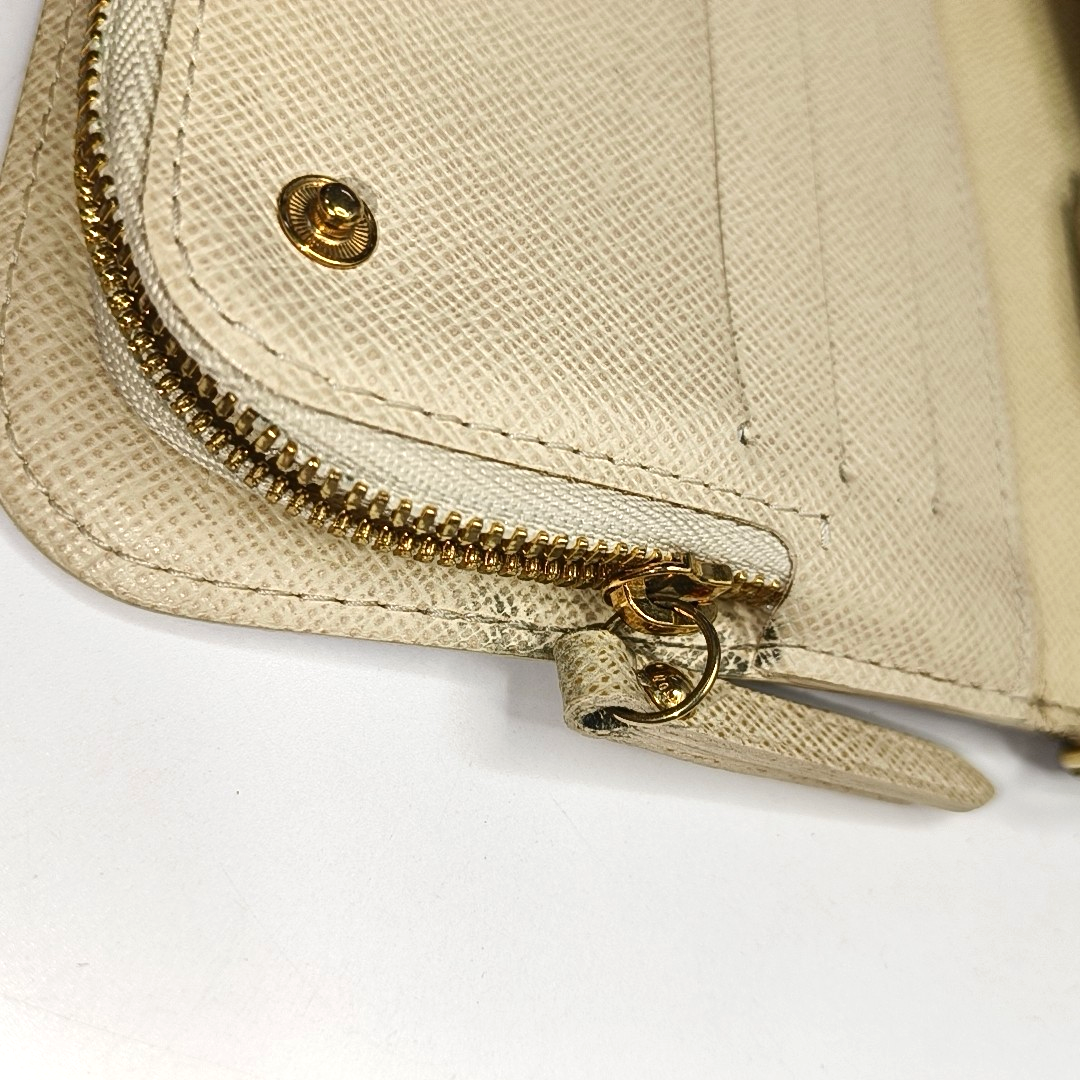 LOUIS VUITTON White Coated Canvas Checkered Wallet Golden hardware-(SKU)-956774452