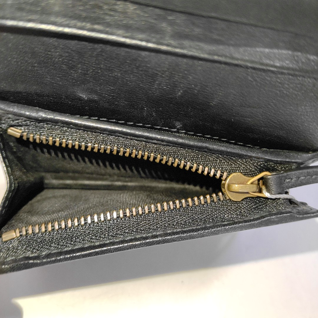 GUCCI GG Marmont Black Calf Leather Quilted wavy pattern Wallet Golden hardware-(SKU)-952595982