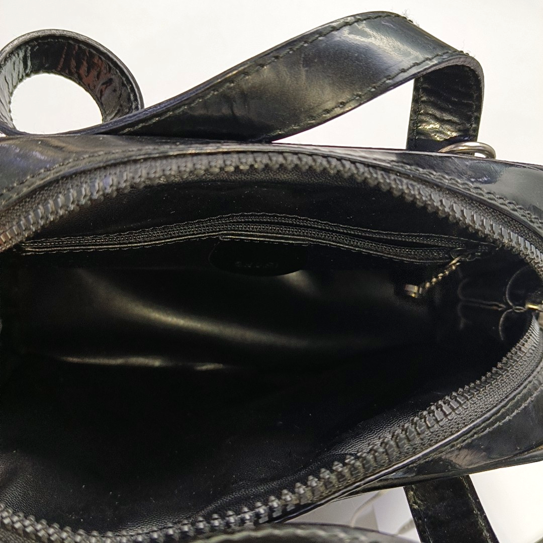 GUCCI Black Fabric Bamboo Handle Handbag Silver Hardware-(SKU)-945627916