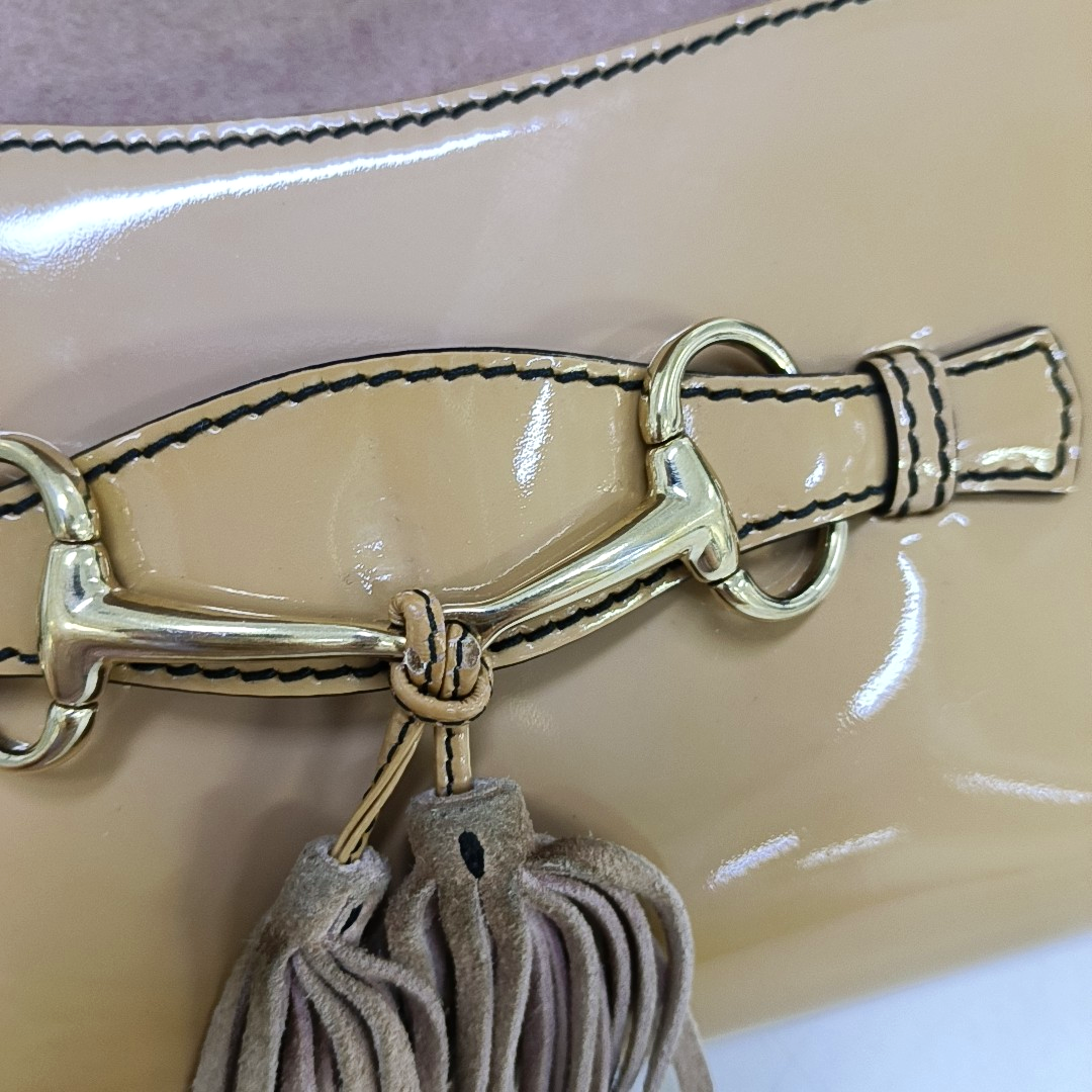 GUCCI Emily Chain Small size Brown Patent Leather Horse Bit Single Shoulder Bag Golden hardware-(SKU)-954647848