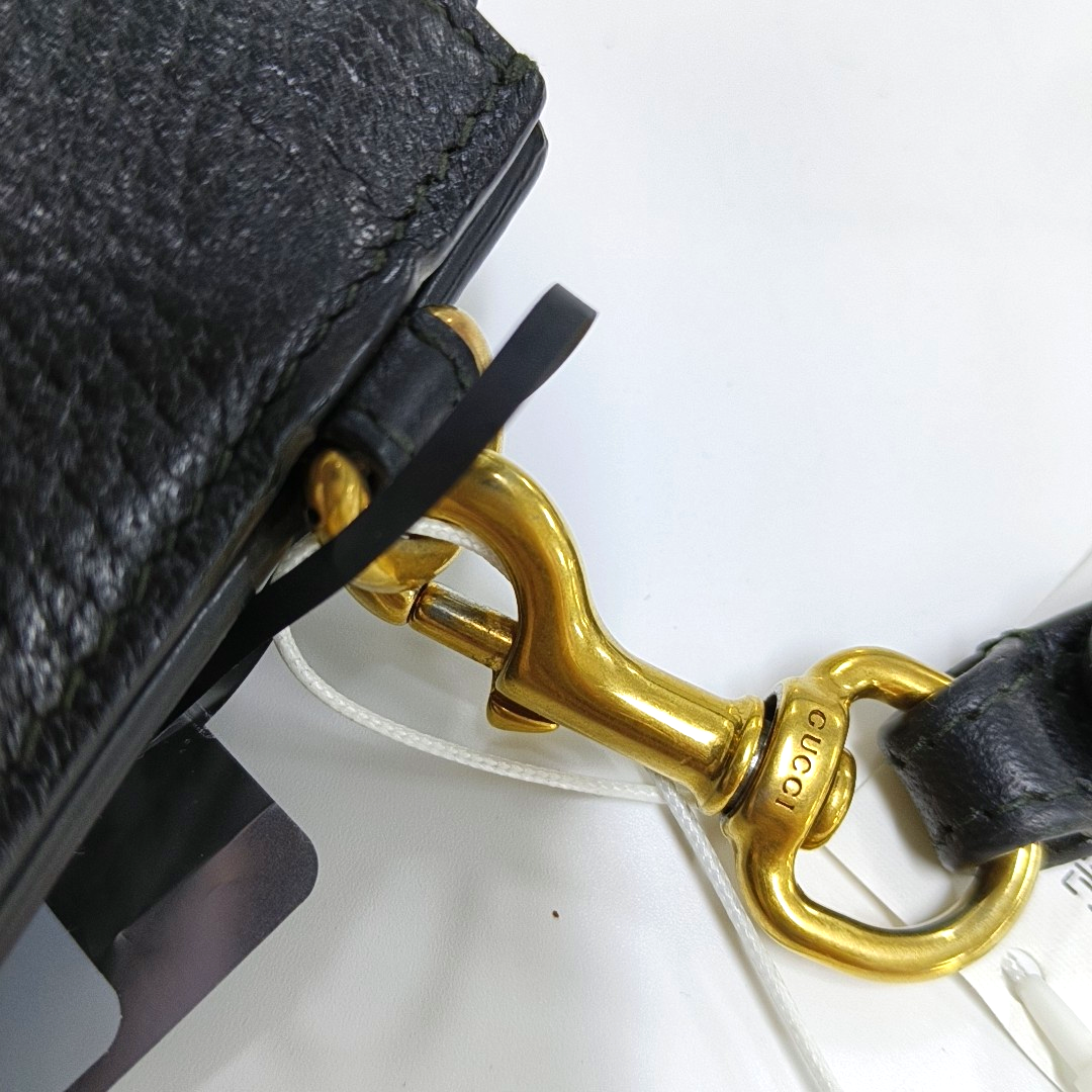 GUCCI Bee Web Black Cowhide Printed Bee Handbag Handbag Crossbody Golden hardware-(SKU)-949397930