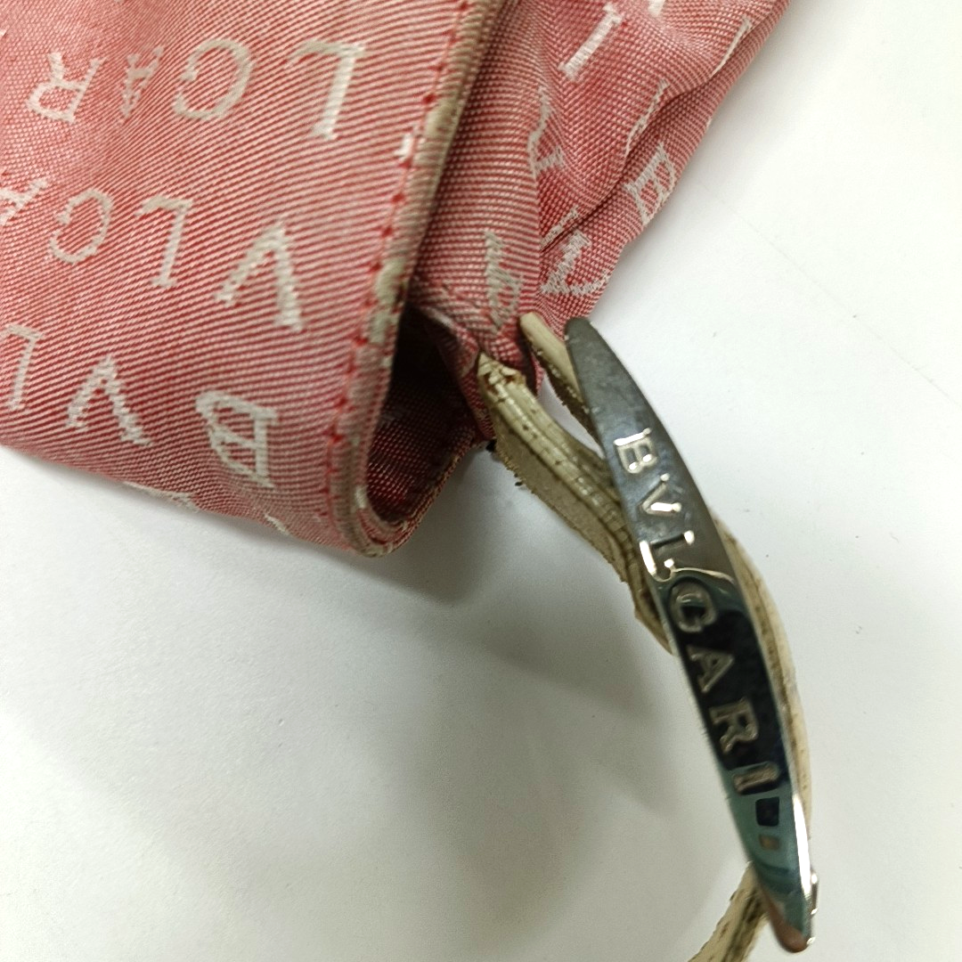 BVLGARI LA MANIE DES LOGOS Pink Canvas Jacquard Crossbody Shoulder Bag Silver Hardware Removable shoulder strap-(SKU)-13296603