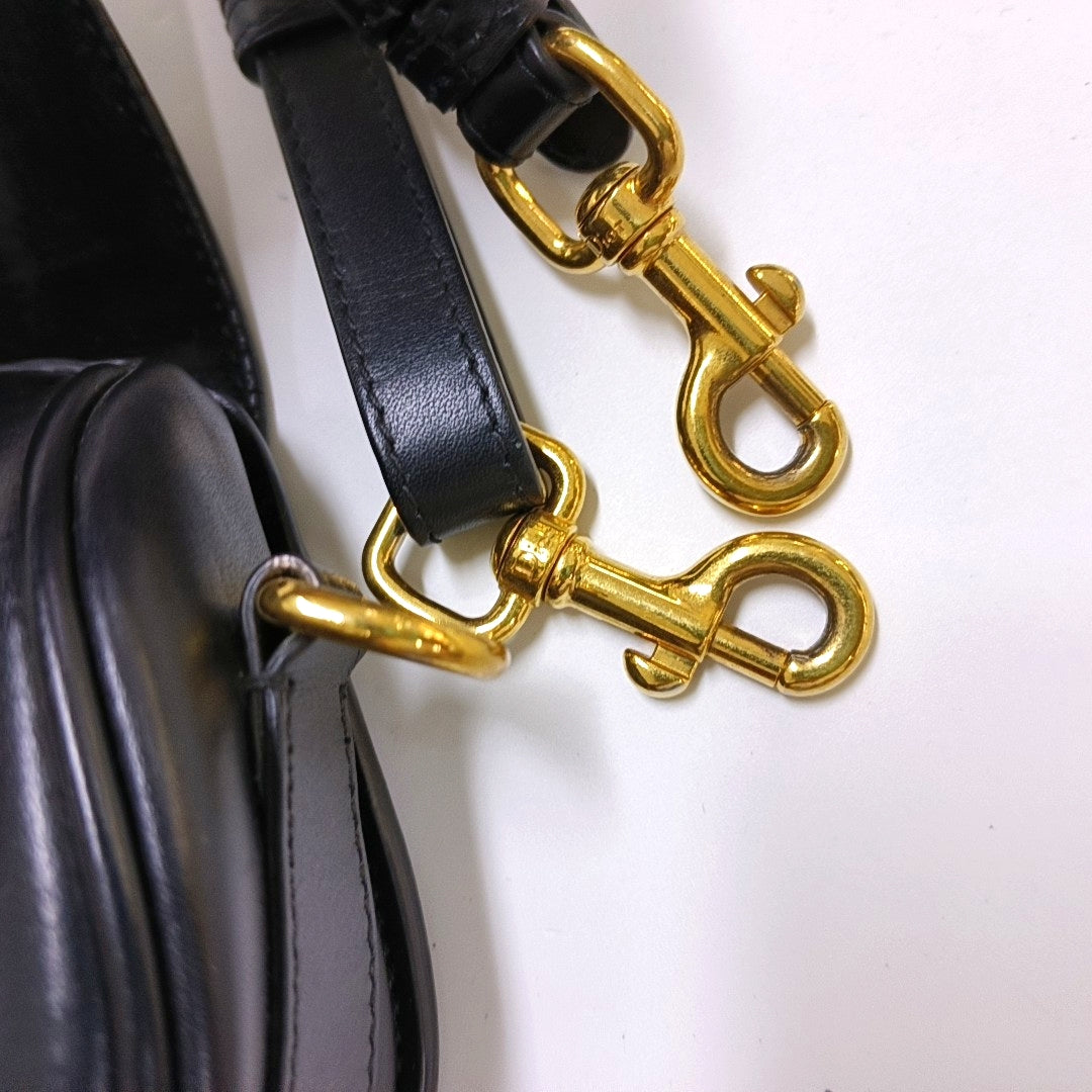 DIOR Bobby Black Calfskin Shoulder Bag Handbag Crossbody Bag Golden Hardware Detachable Shoulder Strap-(SKU)-967737667