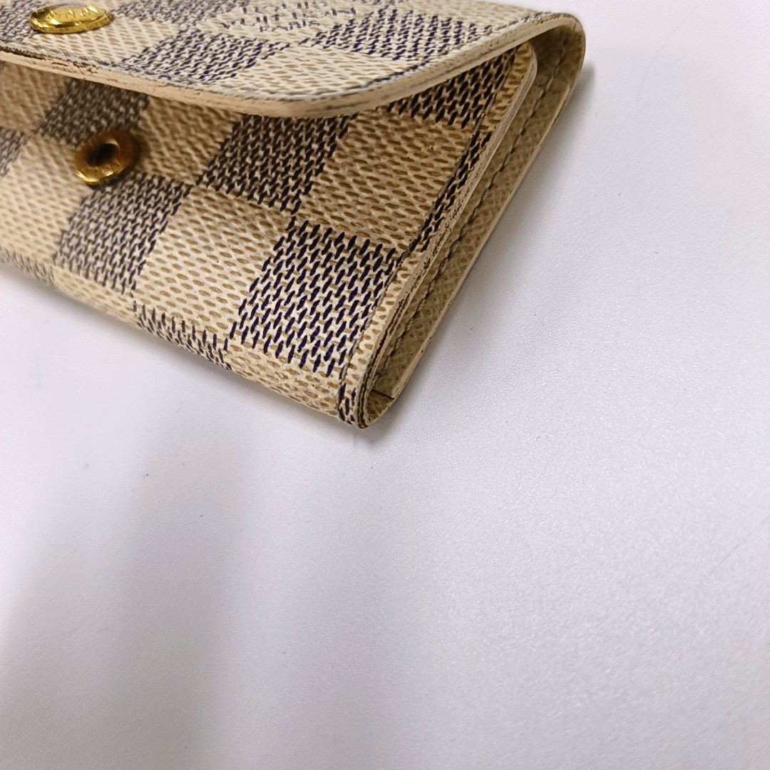 LOUIS VUITTON White Coated Canvas Checkerboard Key Case Golden hardware-(SKU)-955829929