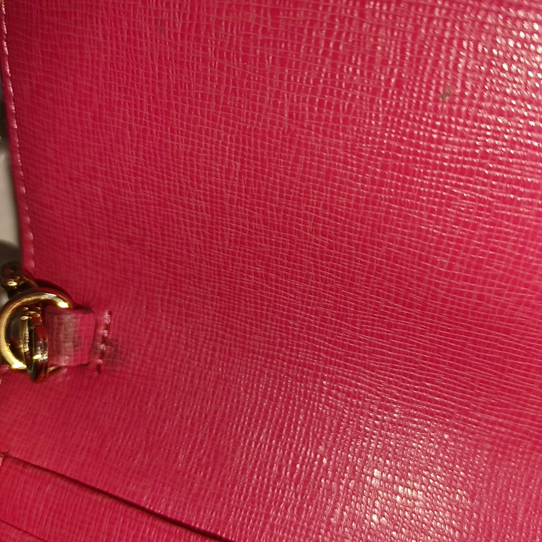 FURLA Pink Leather Embossed Sling Bag Single Shoulder Bag Golden hardware Removable shoulder strap-(SKU)-939936046