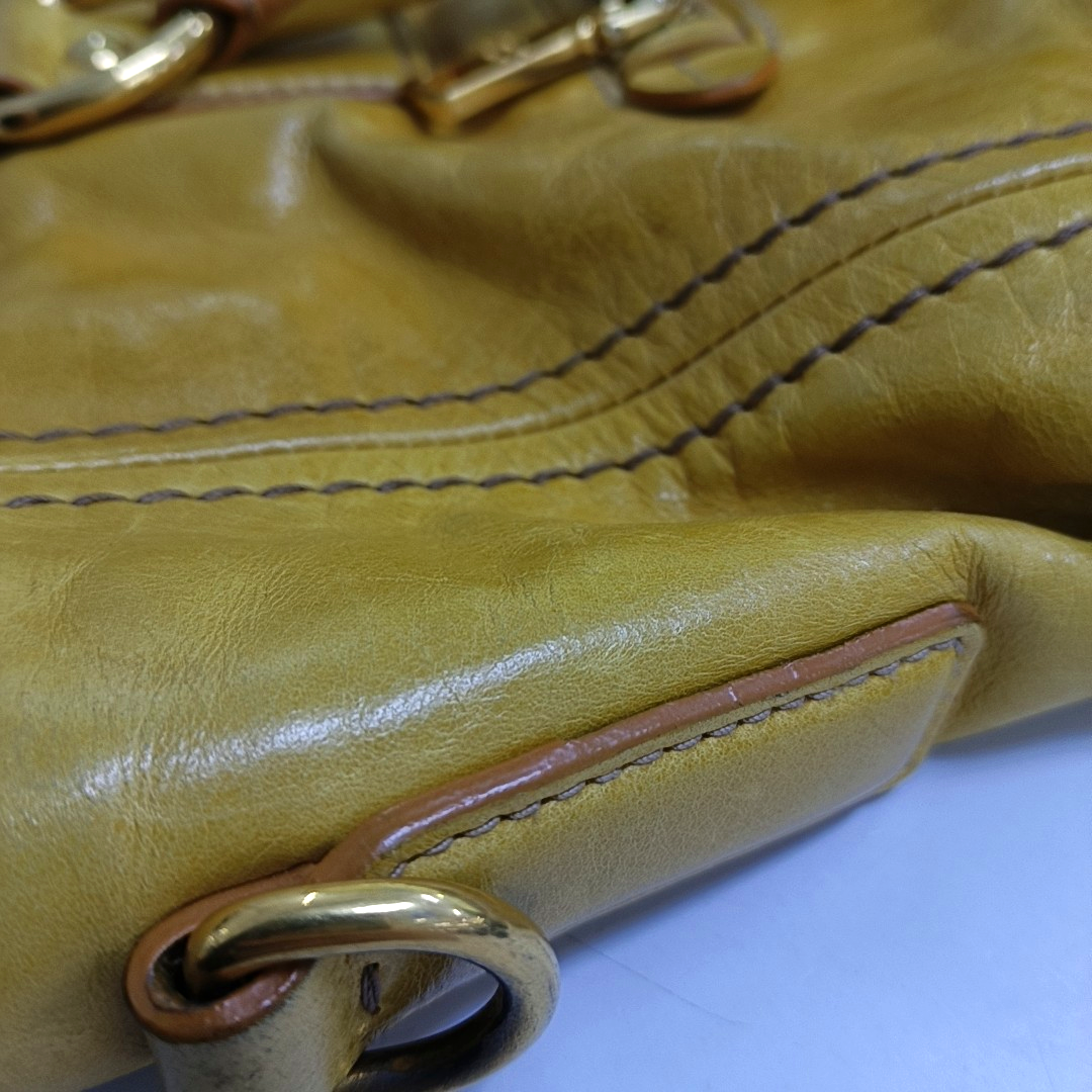 PRADA Tote bag Yellow Leather Crossbody Bag Golden hardware Removable shoulder strap-(SKU)-959736283